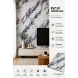TUTKUNLAR PANEL Pvc Duvar Paneli Uv Mermer Desen Dekoratif Duvar Kaplama Suya Dayanıklı Uv Marble Sheet TV Arkası Dekor Kaplama 122x244 cm Beyaz Duman Gri Altın