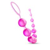 Tutma Halkalı Anal Plug Dereceli Toplar Silikon Anal Tıkaç Pembe Gizli Paket
