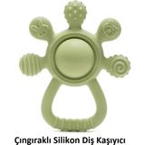 Tuto Baby Çıngıraklı Silikon Diş Kaşıyıcı (Hayvan Desenli, Palmiye Şekilli)