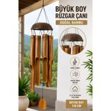TÜTSÜ SEPETİ Büyük Boy Rüzgar Çanı Doğal Bambu Dekoratif Rüzgar Çanı Balkon Bahçe Teras Ev Dekorasyonu