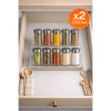 TutturX Organizer Pleksi Şeffaf Stand Baharatlık Standı Çekmece İçi Düzenleyici 25x10cm/2 ADET/