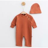 Tütü Baby Kids Reglan Alttan Çıtçıtlı ,yakası Ahşap Düğme Detaylı Tulum - Nar - 0 - 3 Ay