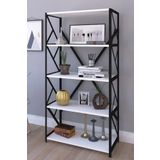 Tutumhome Beyaz Metal Kitaplık 5 Raflı Kitaplık Raf Kütüphane 150 Cm