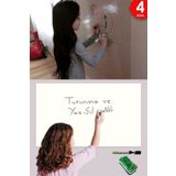 Tutunabilir Kağıt 60x100 Cm 2 Adet Beyaz Ve 2 Adet Şeffaf Yazı Tahtası Akıllı Kağıt Tahta + Yazı Tahtası Kalemi+silgi