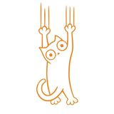 Tutunmaya Çalışan Kedi Araba Sticker 17X17 Cm Turuncu