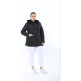 TUTveAL Collection Ithal, Yumuşak Kürklü, Su Itici Mont,büyük Beden, Tavşan Tüylü Kaban,kapitone Mont, Premium Seri - 2XL - Black