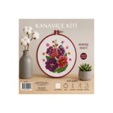 TUVA Menekşe Buketi Etamin Kaneviçe Seti 19 CM Kanaviçe Kiti