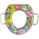 Tuvalet Alıştırıcı - Mini Klozet Adaptörü Extra Süngerli Kedi Desenli A-Kalite - Beyaz