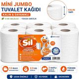 Tuvalet Kağıdı Mini Jumbo 12 Rulo 2.5 kg %100 Selüloz 2 Katlı Endüstriyel Wc Kağıdı