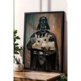Tuvalet Kağıdı Tutan Darth Vader Çerçeveli Tablo - Wc Tuvalet Için Tablo - 35x50 - Siyah