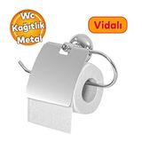 Tuvalet Kagitlik Aparat Kapali Wc Kagit Standi Paslanmaz Metal Saglam Vidali Krom Renk