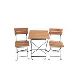 TUVALHOME Bistro Model Ahşap Siyah Metal Ayaklı Bahçe Balkon Masa Sandalye Seti 55x55 Cm