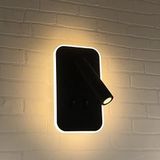 Tuvalu Siyah LED Duvar Apliği | 13W | 3200K Gün Işığı | Çift Anahtarlı – Çift Kademe Yanma | 930 Lümen | 220V | Yatak Başı Okuma Apliği | IP20 | 10x18x3 cm Modern Minimal İç Mekân Aydınlatma
