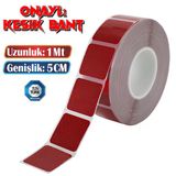 Tüvtürk Onaylı 1 Metre Kırmızı Parçalı Reflektörlü Reflektif Fosforlu Şerit Bant Kesikli İkaz Bandı
