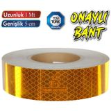 Tuvturk Onayli Bant Sari 1 Metre 5 Cm Belgeli Reflektorlu Reflektif Fosforlu Serit Bant Ikaz Bandi