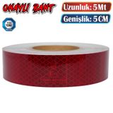 Tuvturk Onayli Belgeli Bant 5 Metre 5 Cm Kirmizi Reflektorlu Reflektif Fosforlu Serit Bant Ikaz Bandi
