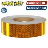 Tuvturk Onayli Belgeli Bant 5 Metre 5 Cm Sari Reflektorlu Reflektif Fosforlu Serit Bant Ikaz Bandi