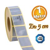 Tüvtürk Onaylı Beyaz Gri Kesik Reflektörlü Bant Gece Parlayan En 5 Cm 1 Mt İkaz Fosforlu Reflektif