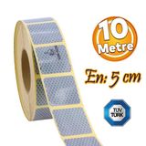 Tüvtürk Onaylı Beyaz Gri Kesik Reflektörlü Bant Gece Parlayan En 5 Cm 10 Mt İkaz Fosforlu Reflektif