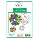tuvval Desenli Tuval Uçan Balonlu Ev 25x35cm Desenlerle Boyama