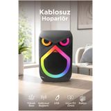 TUX Renkli Kablosuz Bluetooth Hoparlör Taşınabilir Ses Bombası RGB Işıklı Karaoke Kablosuz Mikrofonlu Speaker