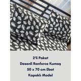 Tüy Desenli Ranforce Pamuklu Kumaş Kapaklı Yastık Kılıfı 2'li Paket 50 x 70 cm - Siyah - 50 x 70 cm
