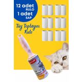 Tüy Toplayıcı Rulo Yapışkanlı 12 Li Yedek Rulo (Kedi - Köpek Tüy Toplayıcı)