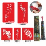 Tüy Ve Çiçek Desenleri Hint Kınası İle Geçici Dövme Yapma Seti