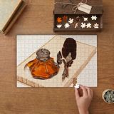 Tüylü Divit Kalem Seti- Nostaljik Set Tasarımı 240 Parça Ahşap Puzzle Ahşap Kutuda MP00268