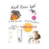 Tüylü Tezgah Kedi Oyun Seti Interaktif Oyuncaklar Yapışkanlı Kedi Oltası Hacıyatmaz 3 Katlı Kedi Oyuncağı