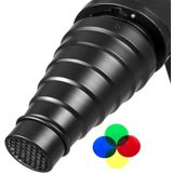 TUYUNG Alüminyum Alaşım Konik Stüdyo Snoot Kiti Petek Izgaralı ve 5 adet Renk Filtreli GODOX Bowens Montaj Strobe Ay Işıkları Flaş Hız Işığı Fotoğraf Işığı