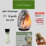 TUZ AURA 5' Bi Yerde Tuz Seti.3 kg çankırı doğal tuz lambası,ayak bakım tuzu ,krıstal kaya tuzu,tuz değirmeni ve tuz sabunu birarada - Gri