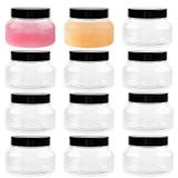 TUZAZO 8oz Kapaklı ve Etiketli Plastik Toskana Kavanozları - Premium Doldurulabilir Kozmetik Kapları Krem, Losyonlar, Jeller, Şeker Ovmaları için Şeffaf Boş Vücut Yağı Kavanozları (12'li Paket)