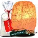 Tuzcu Ahmet Beyaz Tuzdan Yapılmış 2-3 kg Tuz Lambası 1 kg Kristal Kaya Tuzu Hediyeli - Sarı