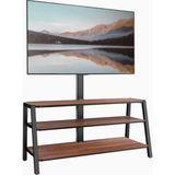 Tv Dolabı 37–70", 35 kg Taşıma, Ayarlanabilir Yükseklik, 3 Ahşap Raf - Siyah