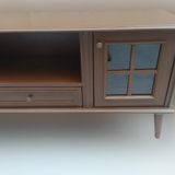 Tv Sehpa St 17452 Pencere Model Kayin Torna Retro Ayak Parlak Ceviz Renk El Yapim