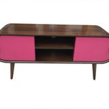 Tv Sehpasi 13925 St Bombelı Model Kayin Retro Ayak Parlak Ceviz-Pembe120 El Yapim
