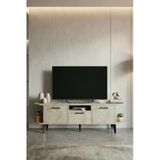Tv Sehpası 160 Cm Modern 3 Kapaklı Tv Sehpa Çok Amaçlı Konsol Ünitesi 5036 Traverten