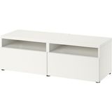 Tv Sehpası, Beyaz, 120X42X39 Cm, Lappvıken, Fren Raylı