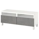 Tv sehpası, beyaz-koyu gri, 120x42x48 cm, KALLVIKEN, çıt çıt raylı