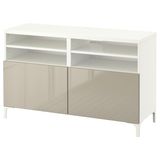 Tv sehpası, beyaz-parlak cila-bej, 120x42x74 cm, SELSVIKEN