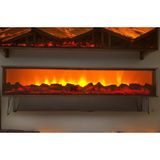 Tv Sehpası Full Şömineli Kumandalı Bluetooth Stereo Ses 6 Modlu Ünite Mdf Metal Ayak - Ahşap - KROM AYAK
