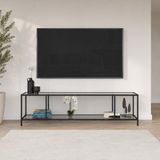 Tv Sehpası Siyah Çerçeveli Temperli Camlı 180 cm - Füme Cam