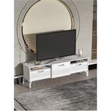 Tv Sehpası Tv Ünitesi 160 cm Gümüş Beyaz Mistral 5073