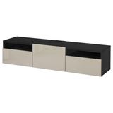 Tv Sehpası, Venge-Parlak Cila-Bej, 180X42X39 Cm, Selsvıken, Fren Raylı