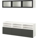 Tv Ünitesi, Beyaz-Antrasit, 180X42X192 Cm, Lappvıken-Fallsvık - Beyaz - Antrasit