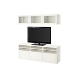 Tv Ünitesi, Beyaz-Şeffaf Cam, 180X42X192 Cm, Hanvıken/sındvık, Çıt Çıt Raylı