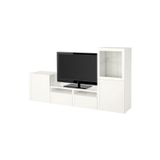 Tv Ünitesi, Beyaz-Şeffaf Cam, 240X40X128 Cm, Hanvıken/sındvık, Fren Raylı