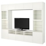 Tv Ünitesi, Beyaz-Şeffaf Cam, 300X42X231 Cm, Hanvıken/sındvık, Fren Raylı