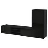 Tv Ünitesi, Venge-Parlak Cila-Siyah-Füme Cam, 240X42X129 Cm, Selsvıken/glassvık, Fren Raylı